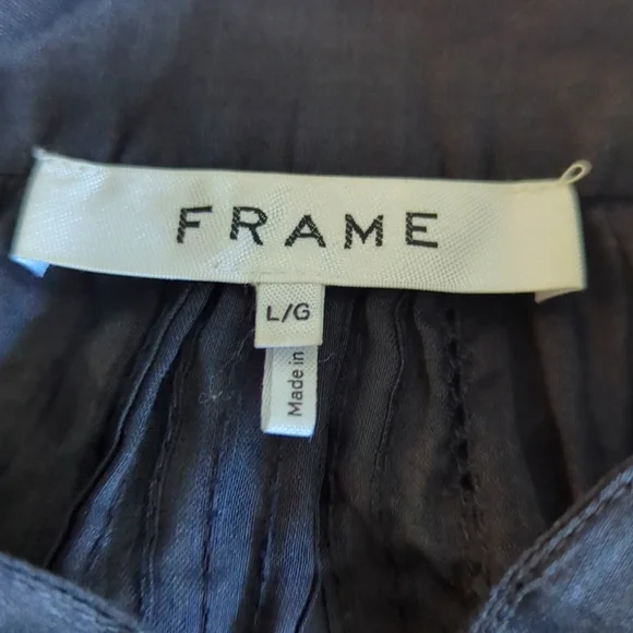 FRAME Cali Lace Popover Blouse Top V neck Black 3/4 sleeve Boho Flowy Fit L - Picture 12 of 14